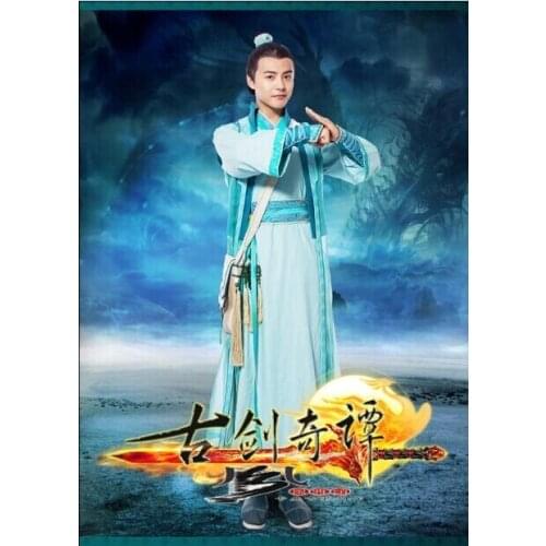 Fang Lan Sheng Computer Game 2014 TV Play Gujianqitan Antique Sword Legend Drama Costume Cosplay Blue SwordmanCostume for Man