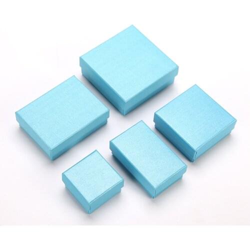 24pcs Blue Kraft Jewelry Boxes Storage Display Carrying Box For Necklaces Bracelets Earrings Square Paper Gift Box