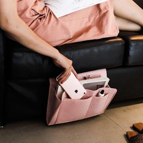 Creative Bedside Felt Hanging Bag Sofa Bedroom Remote Control book Holder Storage Pocket Organizer for IPad Cellphone and Book
