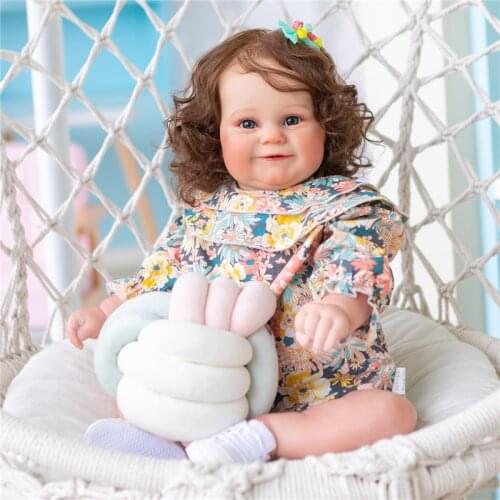 NPK 60CM Huge Size Maddie Baby Reborn Toddler Popular Girl Doll with Rooted brown hair Soft Cuddle Body High Quality Doll