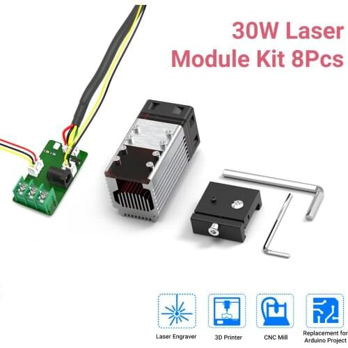 30W Focusable Laser Module 8pcs Universal Laser Engraving Module Kit with 450nm 7.5W Blue Laser Head PWM/TTL Modulation Engraver