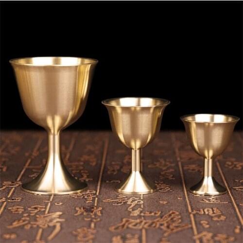 Feng Shui Copper Water Cup Tibetan Buddha Water Bowl Teacups Bar Goblet Wine Cup Goddess of Wealth Home Decoration Drinkware