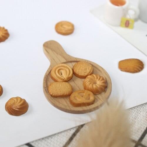 1/12 Scale Miniature Dollhouse Mini Food Cookies & Resin Tray Pretend Play Kitchen Furniture Accessories Toy