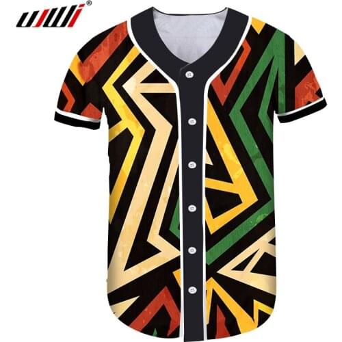 UJWI New Fashion Mens Baseball Uniform 3D Printing Geometric Colorful Casual Baseball Jacket Daily Wear Hip Hop Jacket Dropship