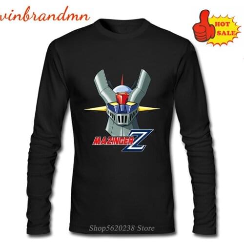 Men Printed Tee Tops Long Sleeve T Shirt Japanese Anime Grendizer Mazinger Z Male T-shirts Goldrake UFO Robot Graphic Tee Shirts