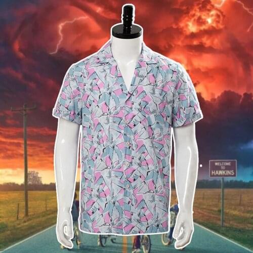New Stranger Things Season 3 Hopper Cosplay Costume T-Shirt Halloween Cotton Tee Shirt Blouse Floral Tops