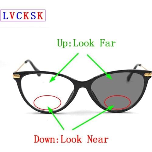 New Cat Eye Frame Photochromic Bifocals Reading Glasses Magnifier Women Men Fashion TR Look Near Far Presbyopia Sunglasses N5