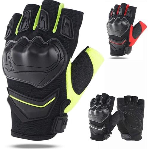 1Pair Non-slip Motorcycle Gloves Breathable Mesh Cloth Motorbike Riding Gloves Anti-shock Impact Protection Half Finger Gloves