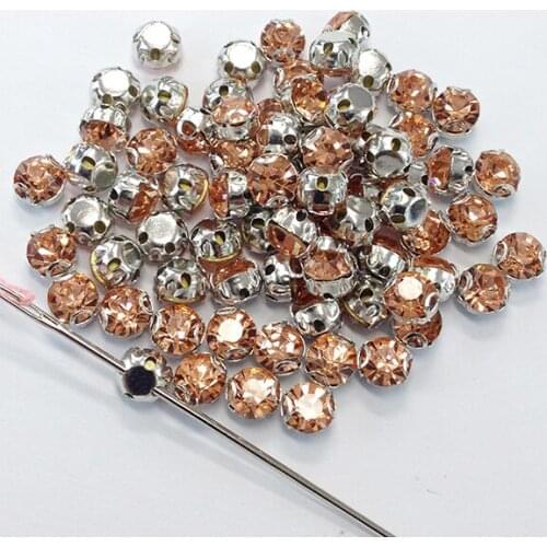 Sew On Crystal Rhinestones Strass Shiny Glass Stones Light Peach 100pcs/lot 3.8mm Sewing Crystals DIY Gem decoration