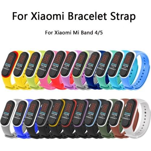 New Dual-color Replacement Silicone Wrist Strap Watch Band For Xiaomi MI Band 4 5 Smart Bracelet TPU Watch Strap For Miband 5 4