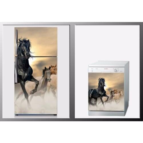 3D Horse Running SelfAdhesive Refrigerator Dishwasher Door Sticker Wallpaper wall sticker Kitchen wallpaper Poster