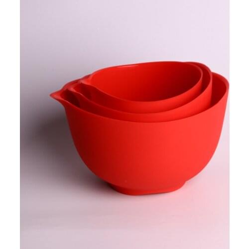 Silicone Basics FlexibleSilicone Mixing Bowls, Set of 3, 1 QT, 1.5 QT, 2 QT, Red