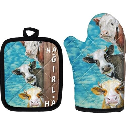 The Nightmare Before Christmas Oven Mitts and Potholder Mat for BBQ or Kitchen Microwave Glove Potholder Bakeware Oven Mitts