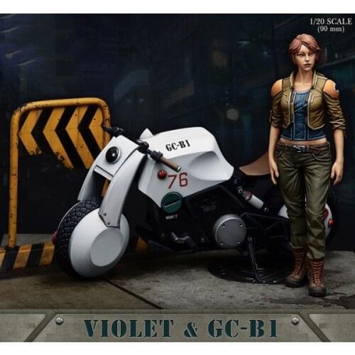 Resin assembly Kits 1/ 20 90mm future soldier motorbike and woman soldier 90mm Unpainted Kit Resin Model Free Shipping