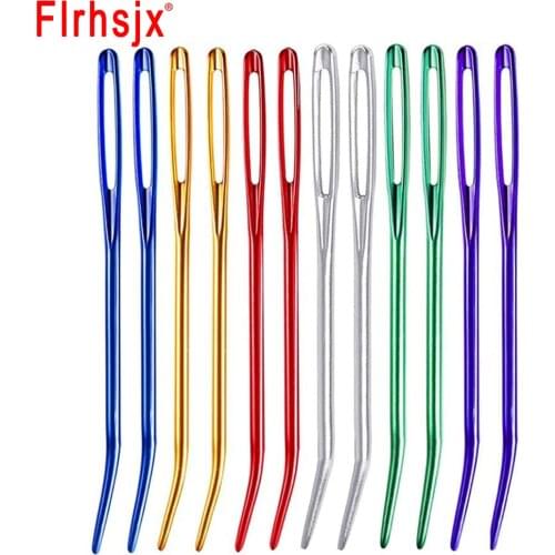 FLRHSJX 4/16pcs Yarn Needle with Big Eye Knitting Needles Tapestry Bent Tip Needles Handy Weaving Crochet Knitting Tools