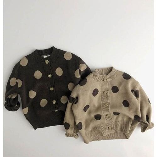 Korean Style Autumn Winter Baby Girl Sweater Dot Long Sleeve Children Clothes Newborn Baby Knitting Cardigan Sweater Coat