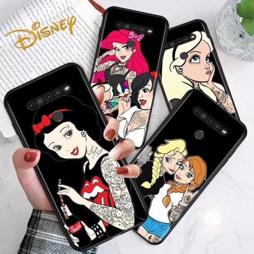 Tattoo Princess for LG G8 G8S G8X V30 V35 V40 V50 V60 ThinQ Q60 K40 K50 K30 K41 K51 K61 K71 K22 Black Phone Case