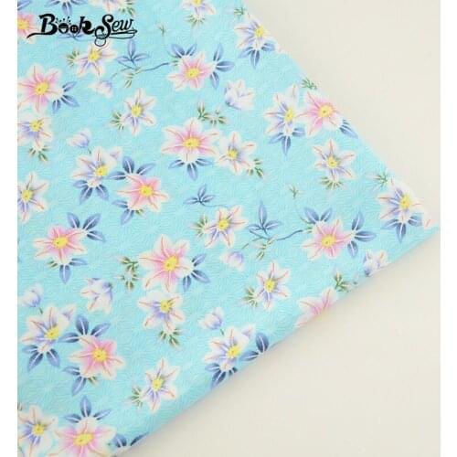 Booksew 100% Cotton Poplin Fabric Printed Flower Design Green Fat Quarter Meter Home Textile DIY For Craft Dress Shirt Clothing