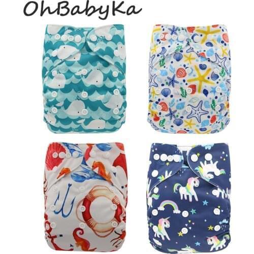 Ohbabyka Eco-friendly Baby Washable Reusable Real Cloth Pocket Nappy Diaper Cover Wrap Suits Birth to Potty One Size Cloth Nappy