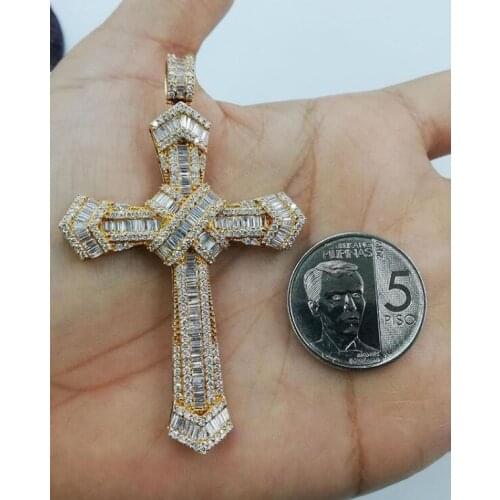 Choucong Handmade Vintage Jewelry 925 Sterling Silver&Gold Fill Cross Pendant Princess Cut White CZ Diamond Clavicle Necklace