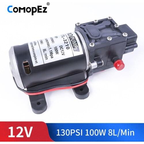 DC 12V 24V 100W 1.0Mpa 130PSI 8L / Min Pump Electric Black Micro Diaphragm High Pressure Water Sprayer Car Wash