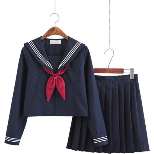 Large-Size S-5XL 8 Sizes Japanese JK Uniforms School Dresses For Girls Navy Blue Sailor Suit Jacket Middle School Uniforms Suits