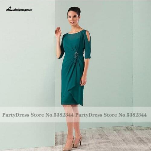Vestido Madrina Elegant Green Pleat Mother Of The Bride Dress 2020 Simple Women Short Evening Party Dress Dinner Gowns