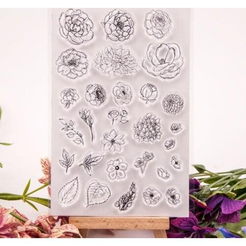 1pc Flower Leaf Silicone Clear Seal Stamp DIY Scrapbook Diary Coloring Embossing Album Decoration Rubber Stamp Handmade Reusable