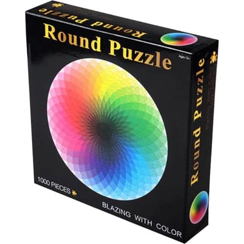 1000 Pcs/set Colorful Rainbow Round Geometrical Photo Puzzle Adult Kids DIY Educational Reduce Stress Toy Jigsaw Puzzle Paper