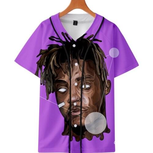 2020 3D Printing Juice WRLD Hip-hop Baseball Uniform Casual Wear Ultra-thin Breathable Short-sleeved Men and Women Hip Hop Thin