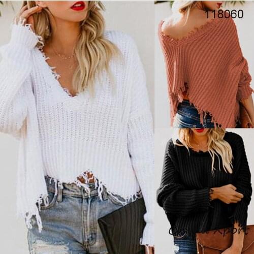 2021 nicest sevy women sweater with tassels navel belly exposed V neck hot selling new style female popular sweater clothing