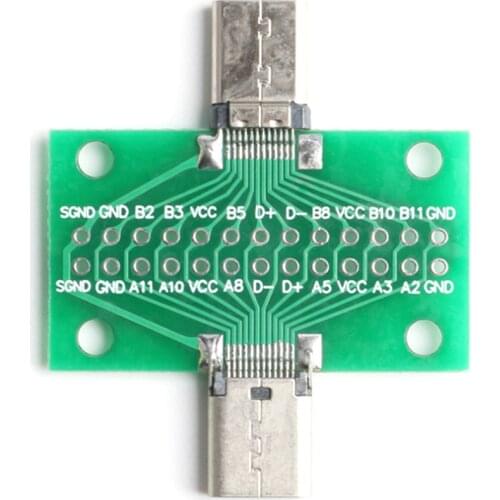 24P USB 3.1 Type-C Male Female Test PCB Board Adapter 2.54mm Connector Socket For Data Transfer