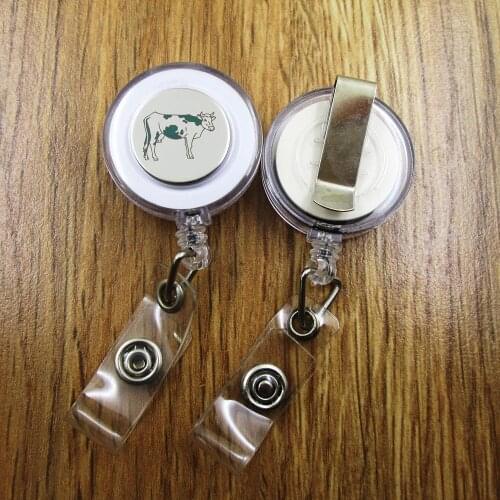 Cow ID Badge Reel for Docter Nurse Teacher Student retractable recoil id badge holder work fun