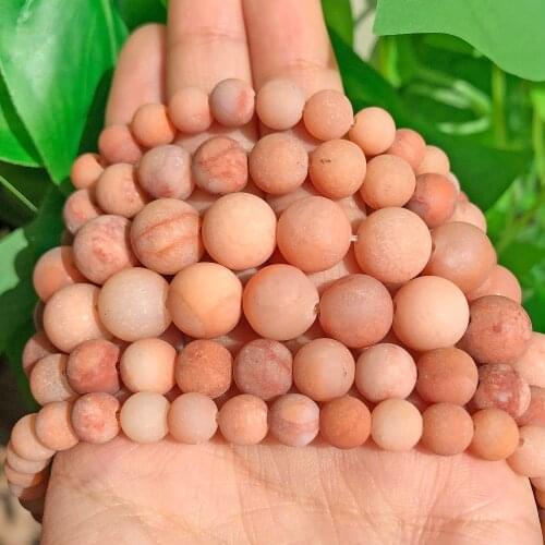 Natural Stone Beads Dull Polish Matte Pink Aventurin Stone Round Beads For Jewelry Making Bracelet 4/6/8/10mm Beads Diy Jewelry