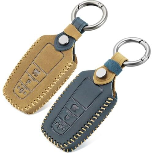 Genuine Leather Car Key Cover For Toyota Camry Prius Corolla C-HR CHR RAV4 Avalon Land Cruiser Prado 2018 2019 2020 Remote Fob