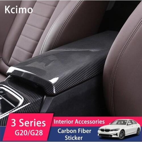 Carbon Fiber Color Center Console Armrest Storage Box Protection Cover Trim For BMW 3 Series G20 G28 2020 LHD Car Styling ABS