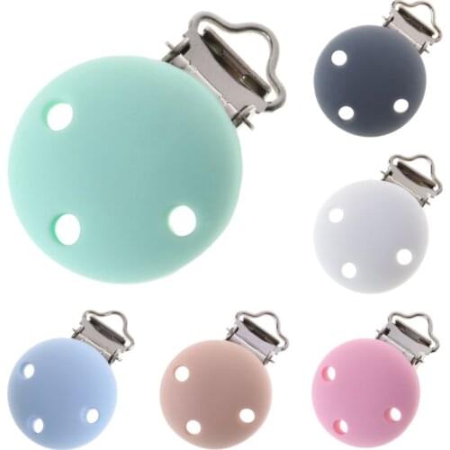 Baby Pacifier Clip Silicone Soother Teether Nipple Holder Round Soft Saliva Towel Clips Toys Buckle Newborn Nursing Supplies DIY