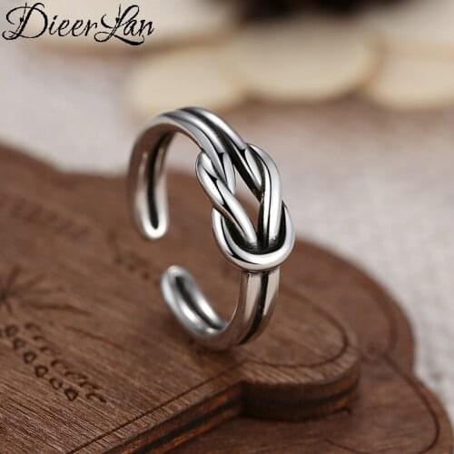 DIEERLAN Bijoux 2019 Retro Antique Cross Rings 925 Sterling Silver Rings for Women Ladies Fashion Bohemian Jewelry