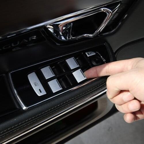 For Jaguar XF 2012-2015 Aluminum Alloy Silver Car Door Glass Lift Switch Button Decoration Stickers Car Interior Accessories