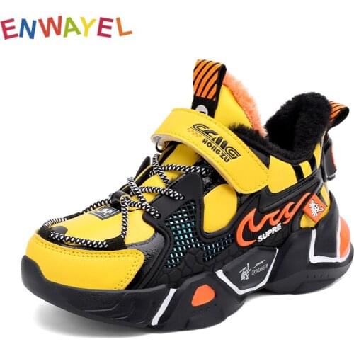 ENWAYEL winter Childrens shoes for boys Girls Sneakers kids Casual Sneake warm fur plush Comfortable Non-slip Sport Running