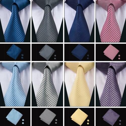 2018 New Arrival Mens Tie For Men 16 Colors Ties Set Fashion 100% Silk Neck Tie Hanky Cufflinks Set For Wedding Party Business