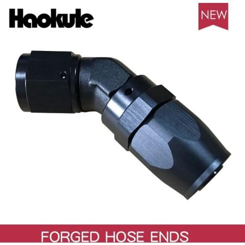 HAOKULE 45Degree AN4/4AN 7/16-20UNF THREAD FORGED REUSABLE SWIVEL HOSE END FITTINGS BLACK COLO