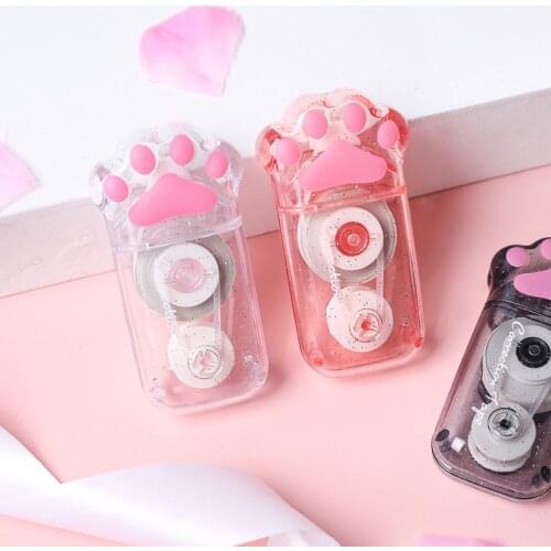 Kawaii Transparent Cat Paw 6M White Out Correction Tape Corrector Cute Office School Acccessories Supplies Stationery Gift