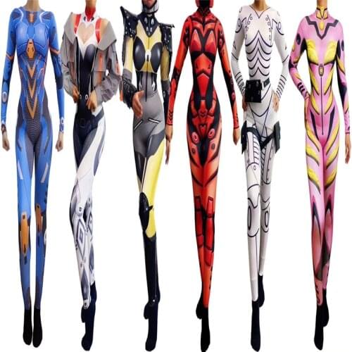 H82 Mechanical Clothing Elastic Stretched 3D Painted Cosplay Jumpsuit Tight Stage Show Pole Dancer Performance Outfit Singer Dj