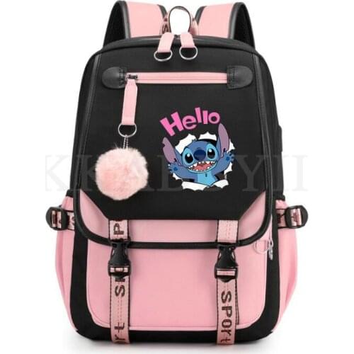 Stitch Backpack Students School Bags Multifunction USB charging Backpack Laptop Shoulders Bags birthday gift