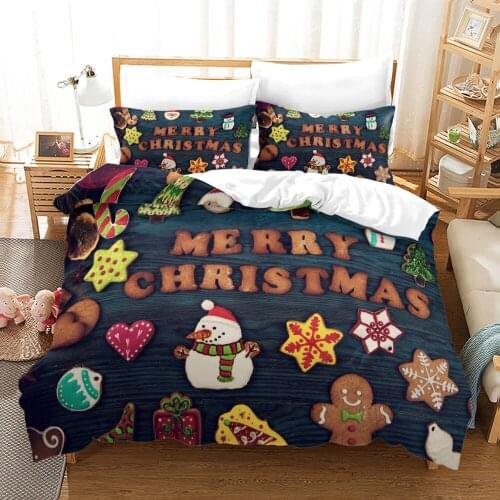 Fashion Gingerbread Man Bedding Set Home Merry Christmas Duvet Cover Happy Halloween Bed Cover Set Pillowcase 2/3 Pieces