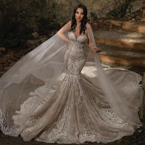 Latest Design Sexy Wedding Dress Lace Applique Bead With Mermaid Sweetheart Sheath Bridal Gowns For Lady