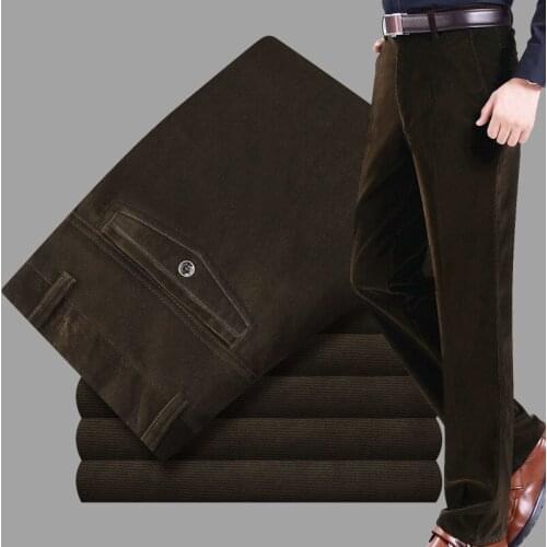 New Spring Autumn Men Pants Casual Loose Corduroy Pants Stretch Men joggers Male Trousers Anti-wrinke Easy-care Trousers