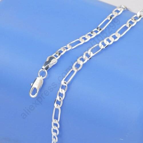 One Piece Retail Fast Shipping 16-24Inch Fashion 925 Sterling Silver Figaro Necklace Chain Jewelry Fit For Man Woman 2mm