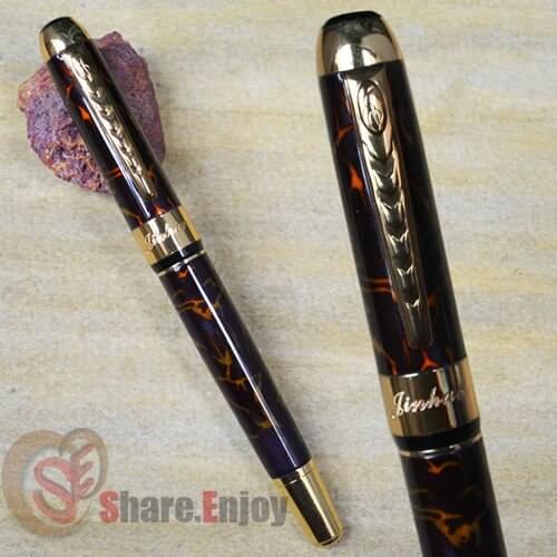 FOUNTAIN PEN MEDIUM NIB JINHAO 250 BLACK AND GOLDEN RED PATTERN